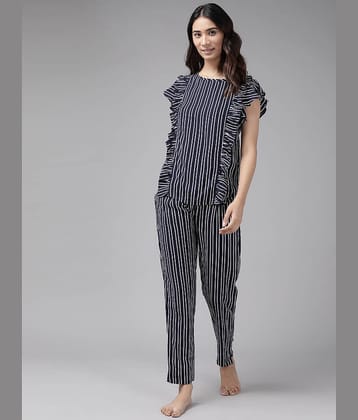 Yash Gallery - Blue Cotton Women's Nightwear Regular Night Dress ( Pack of 1 )