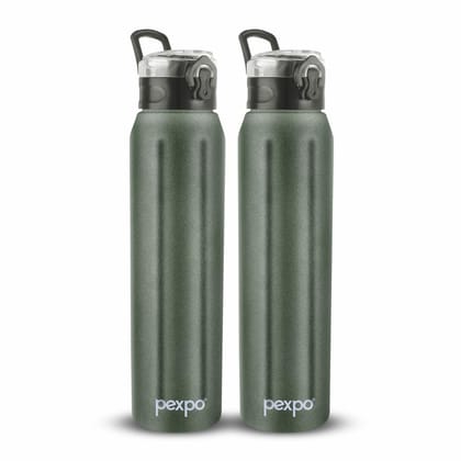 PEXPO Stainless Steel Sipper Water Bottle | 1000ml, Pack of 3, Military Green | Eco-Friendly | Steel Water Bottle | Home | Kitchen | Sports | Travel | Gym | BPA Free | Suitable For Adults & Kids