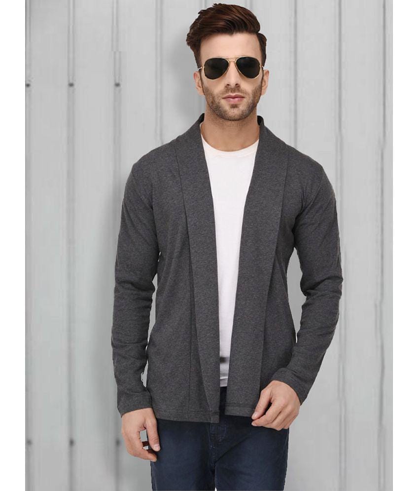 Rigo Cotton V-Neck Men''s Full Sleeves Cardigan Sweater - Grey ( Pack of 1 ) - None
