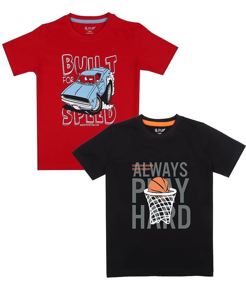 J&JP Pack of 1 Boys Cotton Blend T-Shirt ( Multicolor )