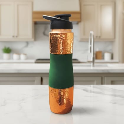 Copper Drinking Water Bottle Sipper Silk Green – Eco Friendly Copper Drinking Bottle, Height : 11.5 Inch (BCMAS188 G)