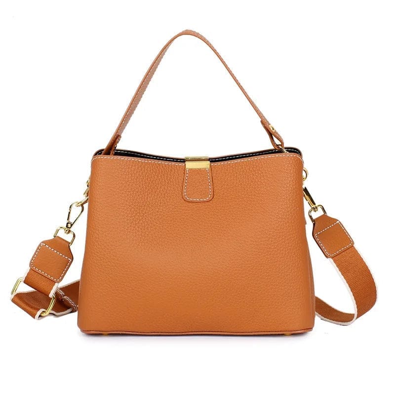 Women's Genuine Leather Tote Female Luxury Bucket Handbag Lady Fashion Casual Shoulder Bag Crossbody Messenger for Girls
