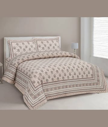 CLOTHORO Cotton 1 Double King Bedsheet with 2 Pillow Covers ( Brown )