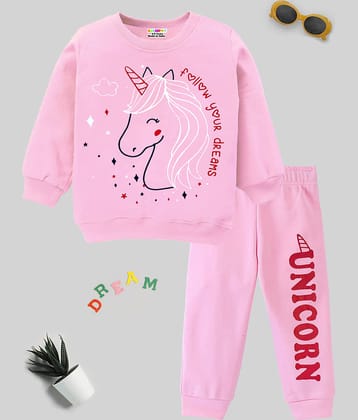 Kuchipoo Pink Cotton Blend Baby Girl T-Shirt & Trouser ( Pack of 1 )