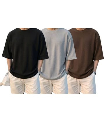 RodZen Men Cotton Blend Oversized Fit Solid T-Shirt ( Multicolor )