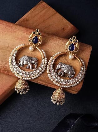 Dual tone Chandbali With Elephant Motif