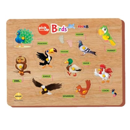 MUKESH Birds Wooden Pickup Puzzle Educational Learning Toy for Kids 9 Pieces