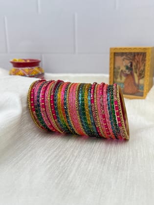 Premium Multicolor Glass Baby Shower Bangle Set - 5137-2.2 / Both Hands (you will get 2 sets)
