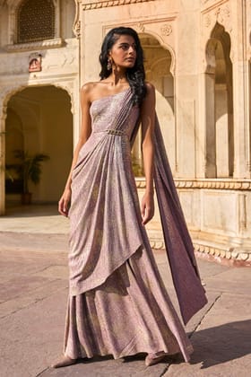 SARI DRAPE GOWN-XXS / Blush/Gold