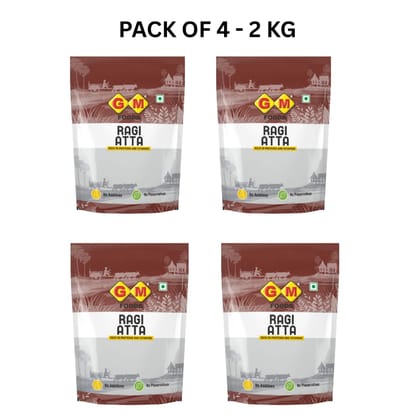 GM Foods Ragi Atta 500g (Pack of 4) | Stone Ground Finger Millet Flour | High in Calcium, Iron & Fiber | Easy Knead, Crack-Free & Soft Rotis | For Healthy Indian Meals | No Preservative