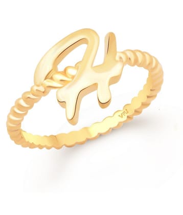 Vighnaharta Spiral Ring Shank H Letter Gold Plated Alloy Finger Ring for Women and Girls - [VFJ1308FRG12] - None