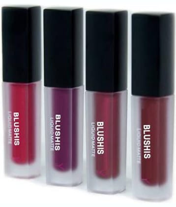 BLUSHIS Highly Pigmented Multicolor Matte Lipstick Combo (Pack of 4)