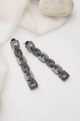 Madelyn Green Zirconia Dangler Earrings-Polki