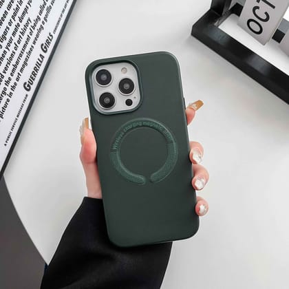 iPhone 11 Series Premium Leather Design Magsafe Back Case-iPhone 11 Pro / Forest Green