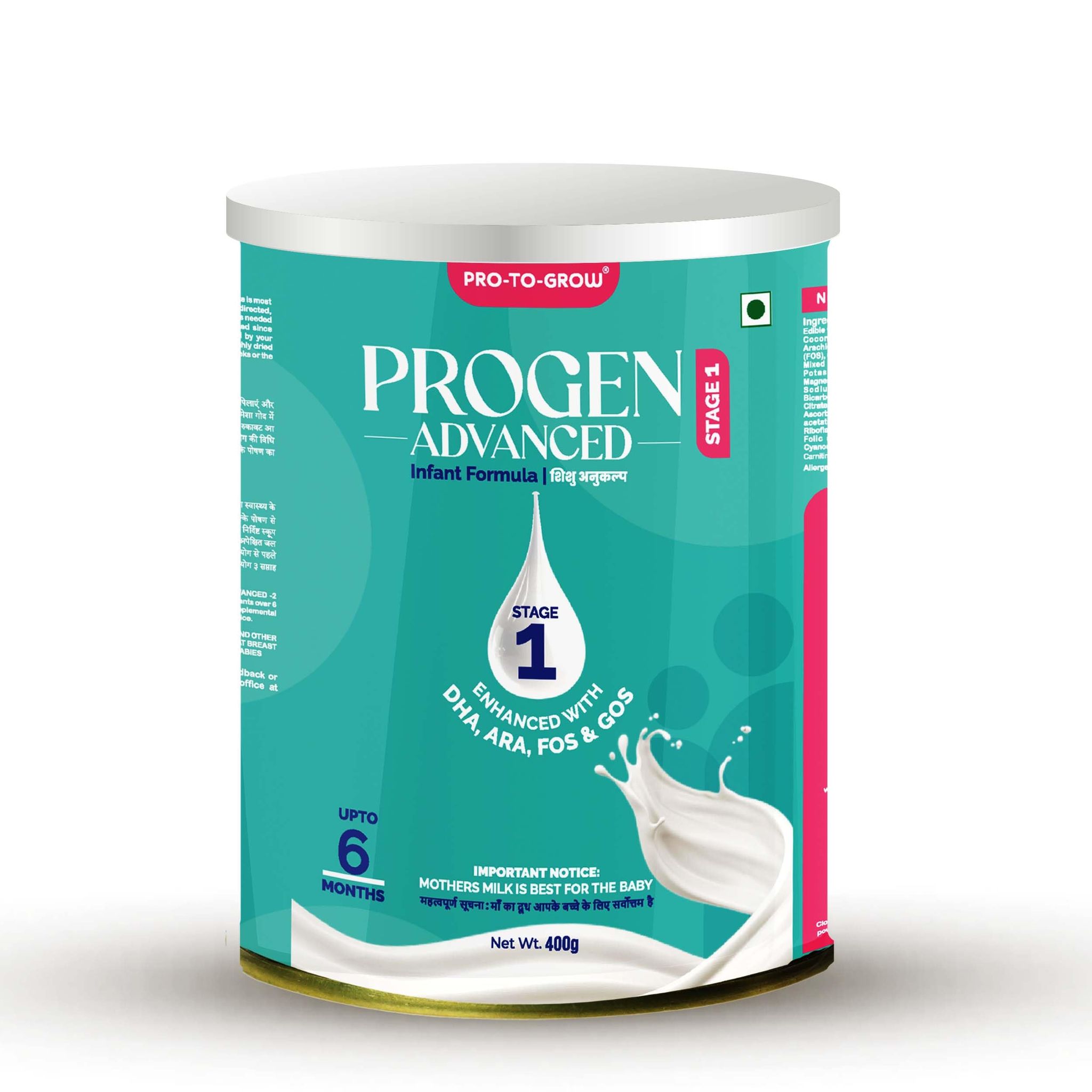 Progen Advanced Stage 1 Infant Formula | Best Baby Milk Powder with DHA, ARA & Prebiotics (400g)