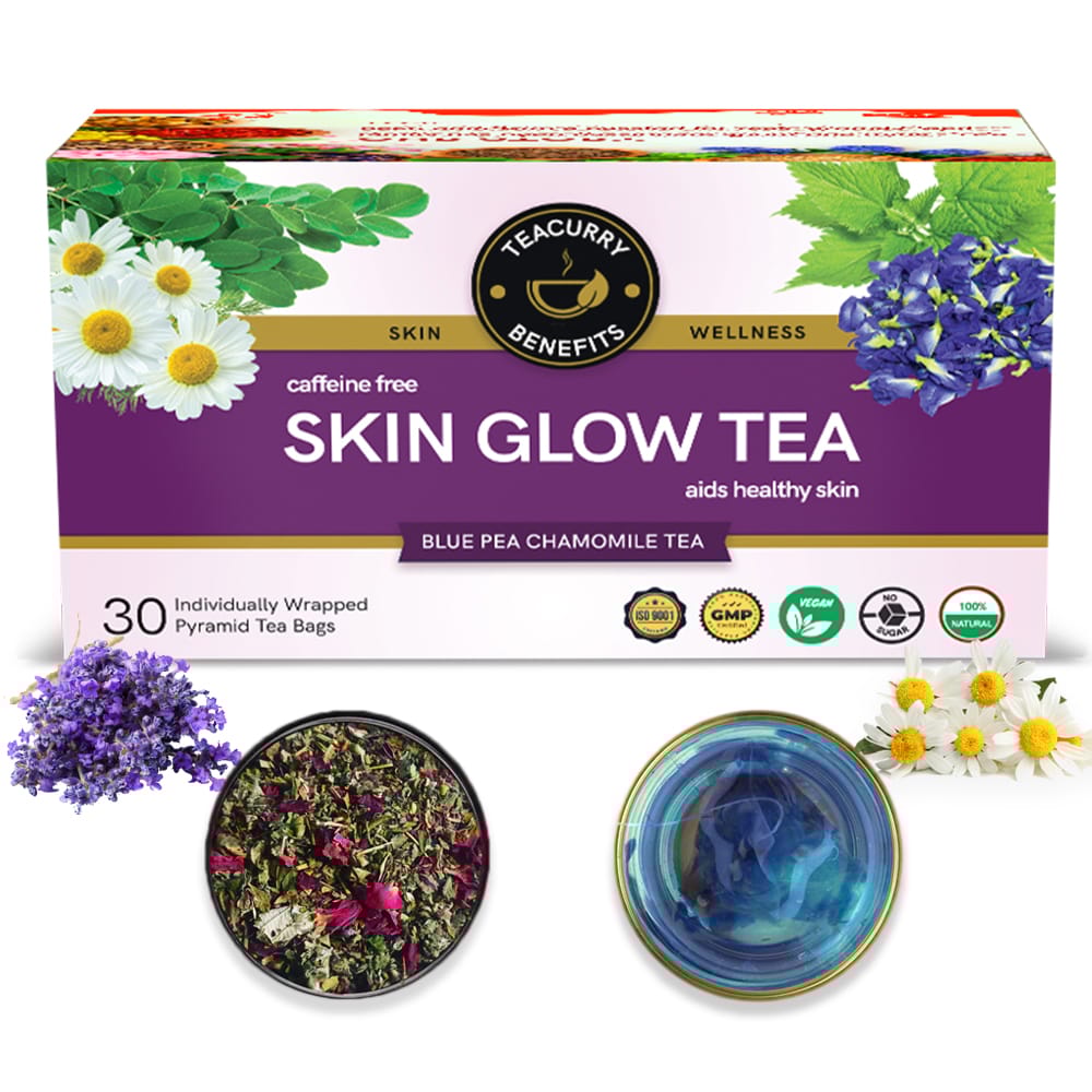 TEACURRY Skin Glow Tea (1 Month Pack | 30 Tea Bags) - Helps in Skin Nourishment, Hydration & Detoxification