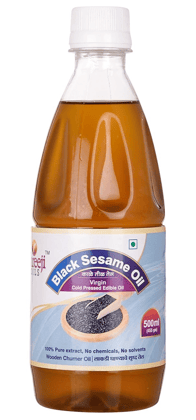 Shreeji Oils Black Sesame Virgin Cold Pressed Edible Oil, 500 ml