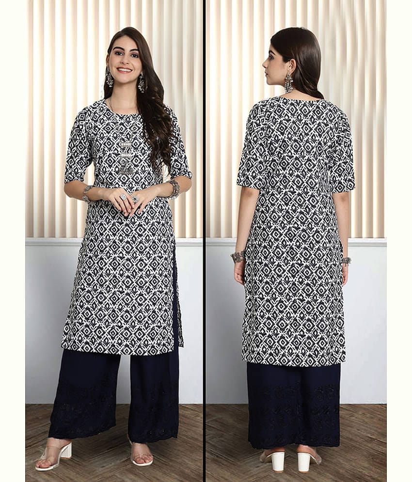 Ethnic Basket Pack of 1 Crepe Printed Nayra Women's Kurti - ( Blue )