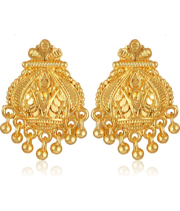 VIVASTRI Golden Stud Earrings ( Pack of 1 )