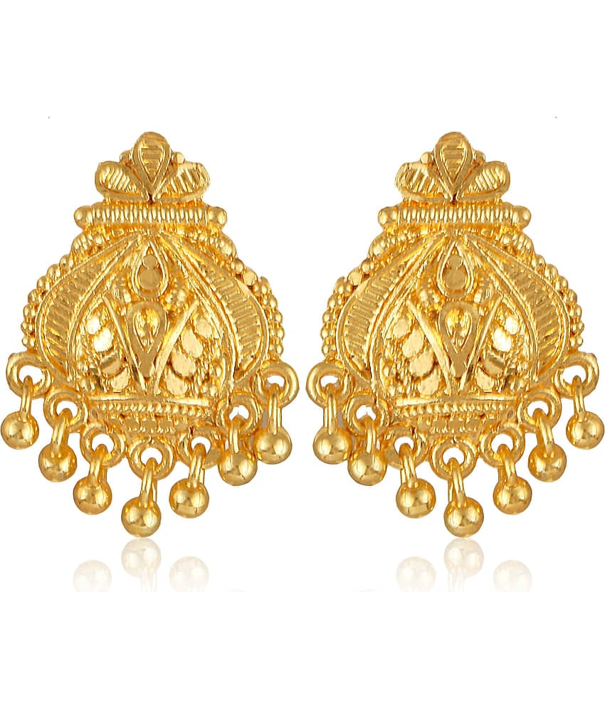 VIVASTRI Golden Stud Earrings ( Pack of 1 )