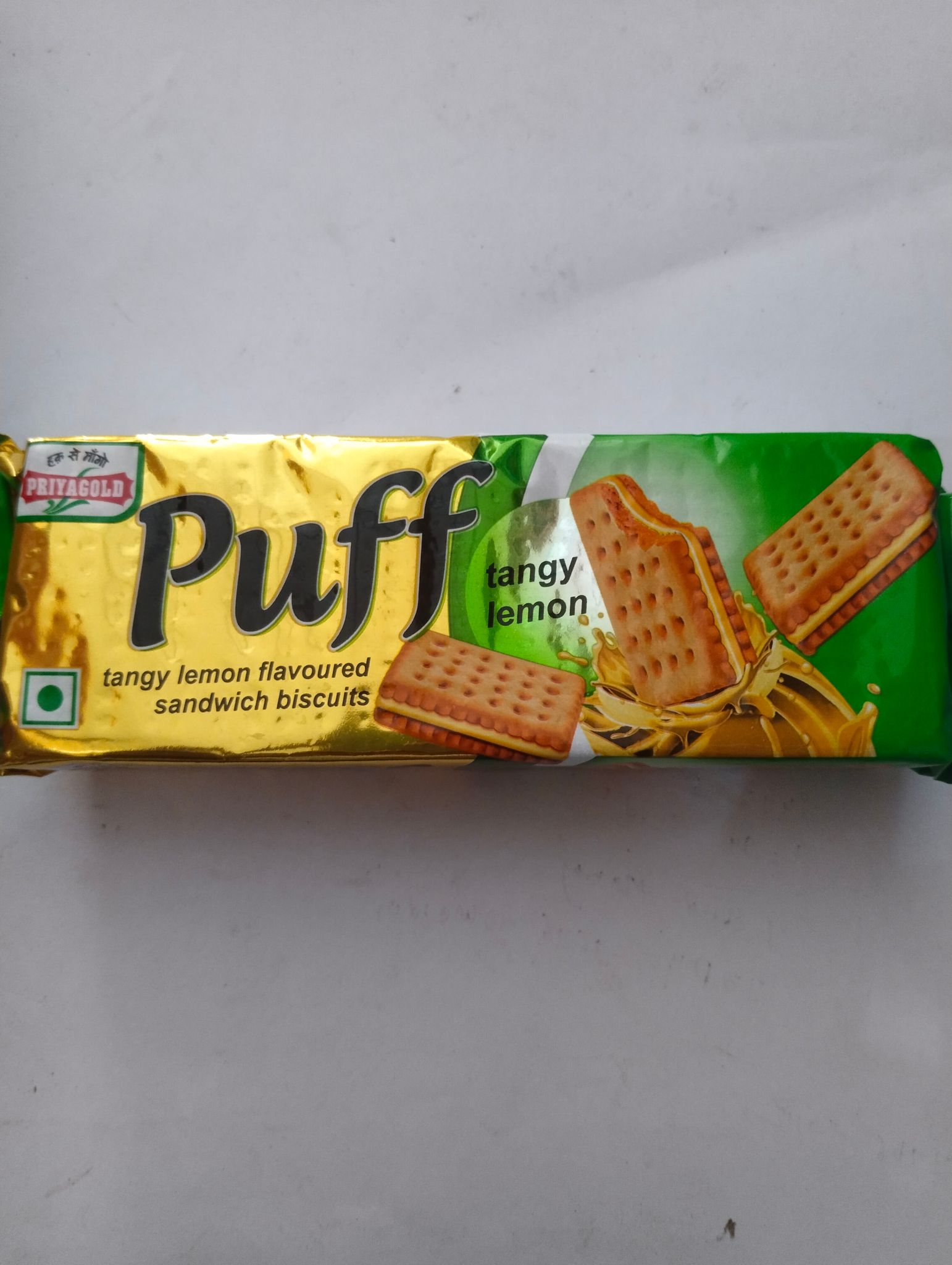 Priyagold Puff Tangy lemon flavoured Sandwich biscuits 
