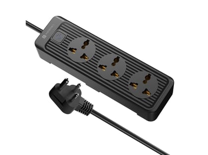 Portronics Power Plate 21, 1.5 Metres Cord, Over-voltage Protection, 3 Universal Sockets, Fire-Resistant Build