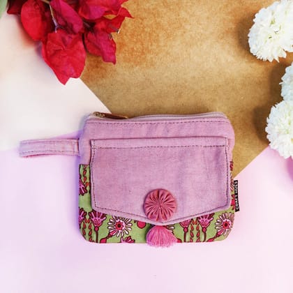 Front Flap Mini Wallet - Pink Tile