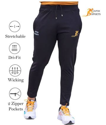 VAPOUR SPORTS Black Polyester Lycra Trackpants
