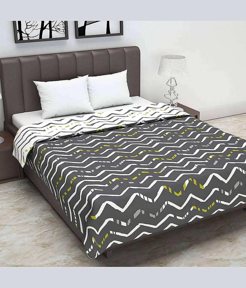DIVINE CASA Double Polyester Gray Printed Dohar