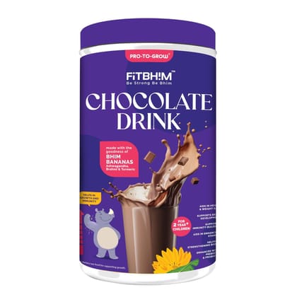 Pro To Grow Fitbhim Nutritional Chocolate Drink Powder 200g | Enriched with Bhim Banana | Belgian Chocolate Flavor for Kids (2+ years) | Ideal for Brain Growth & Immunity Support