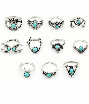 FASHION FRILL - Silver Rings Combo ( Pack of 11 )