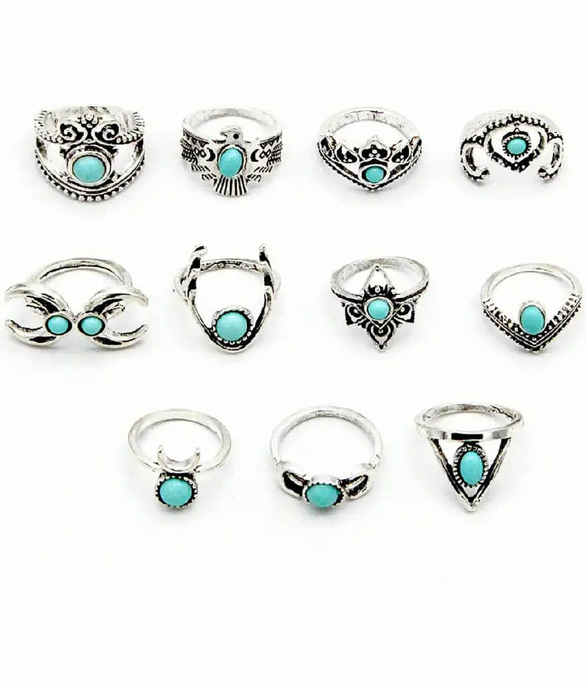 FASHION FRILL - Silver Rings Combo ( Pack of 11 )