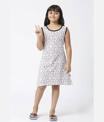 Sini Mini Cotton A-line Dress For Girls ( Pack of 1 , White )