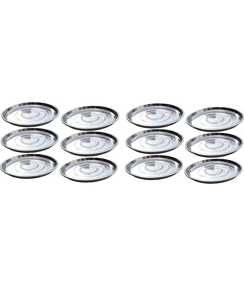 Dynore 12 Pcs Stainless Steel Silver Full Plate