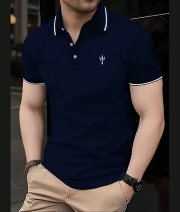 Garimaknitwear Pack of 1 Cotton Blend Regular Fit Solid Half Sleeves Men's Polo T Shirt ( Navy )