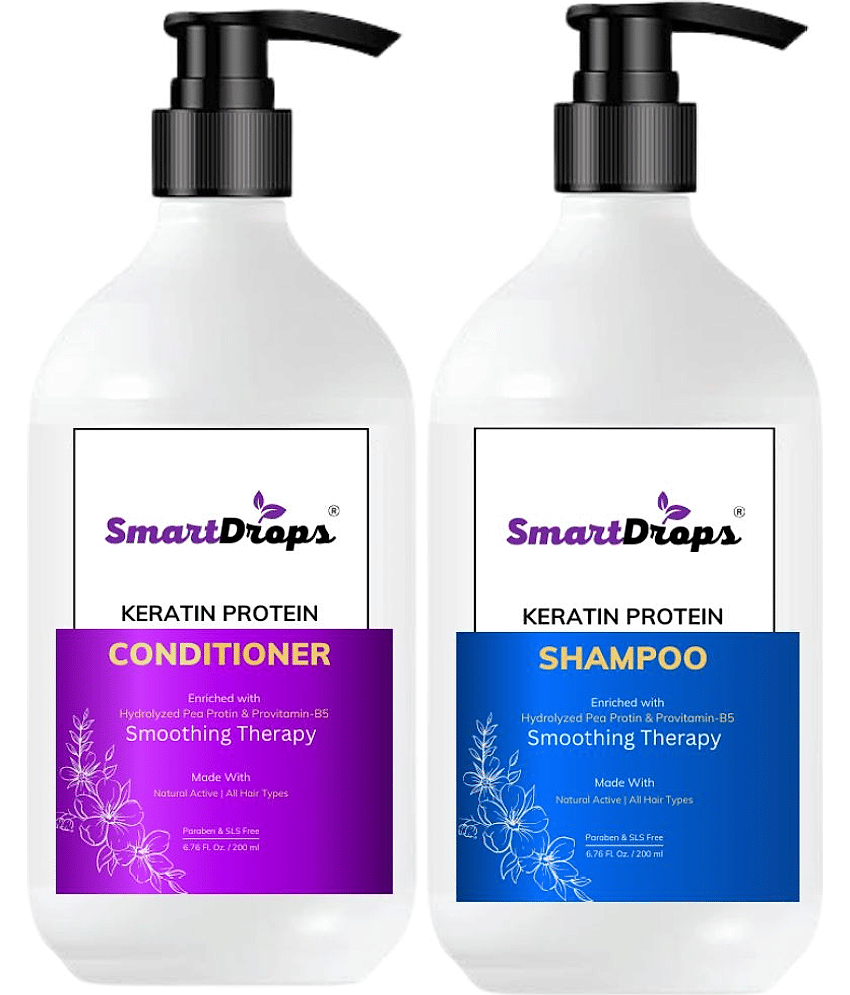 Keratin Smooth Conditioner And Shampoo For Dry Frizzy Hair, Soft Silky Shine