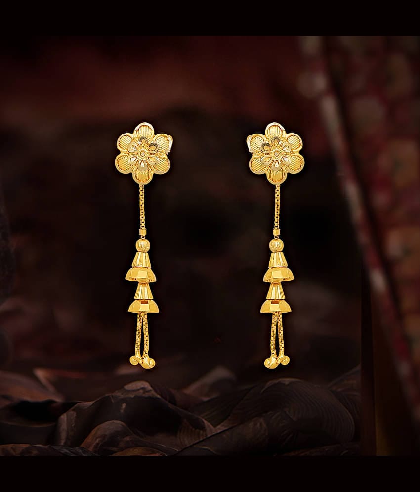 LUV FASHION Golden Danglers Earrings ( Pack of 1 )