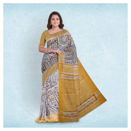 Bronze (Metallic) Tribal design Tussar Silk Saree