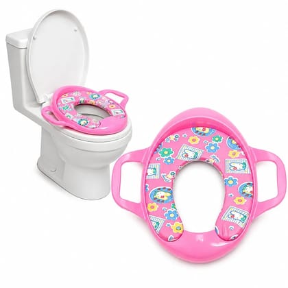 Braintastic Baby Potty Training Seat with Handle & Soft Cushion, Non-Slip Toddler Toilet Trainer Seat for Boys & Girls, Comfortable & Safe Potty Seat for Kids (9+ Months) (Pink)