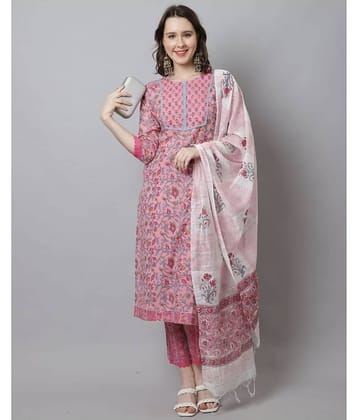 Rajnandini Cotton Printed Kurti With Pants Women's Stitched Salwar Suit - Pink ( Pack of 1 )