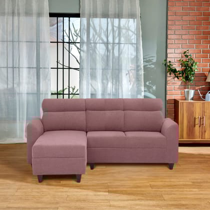 Zivo Plus Dusky Pink Fabric 2 Seater Sofa with Lounger