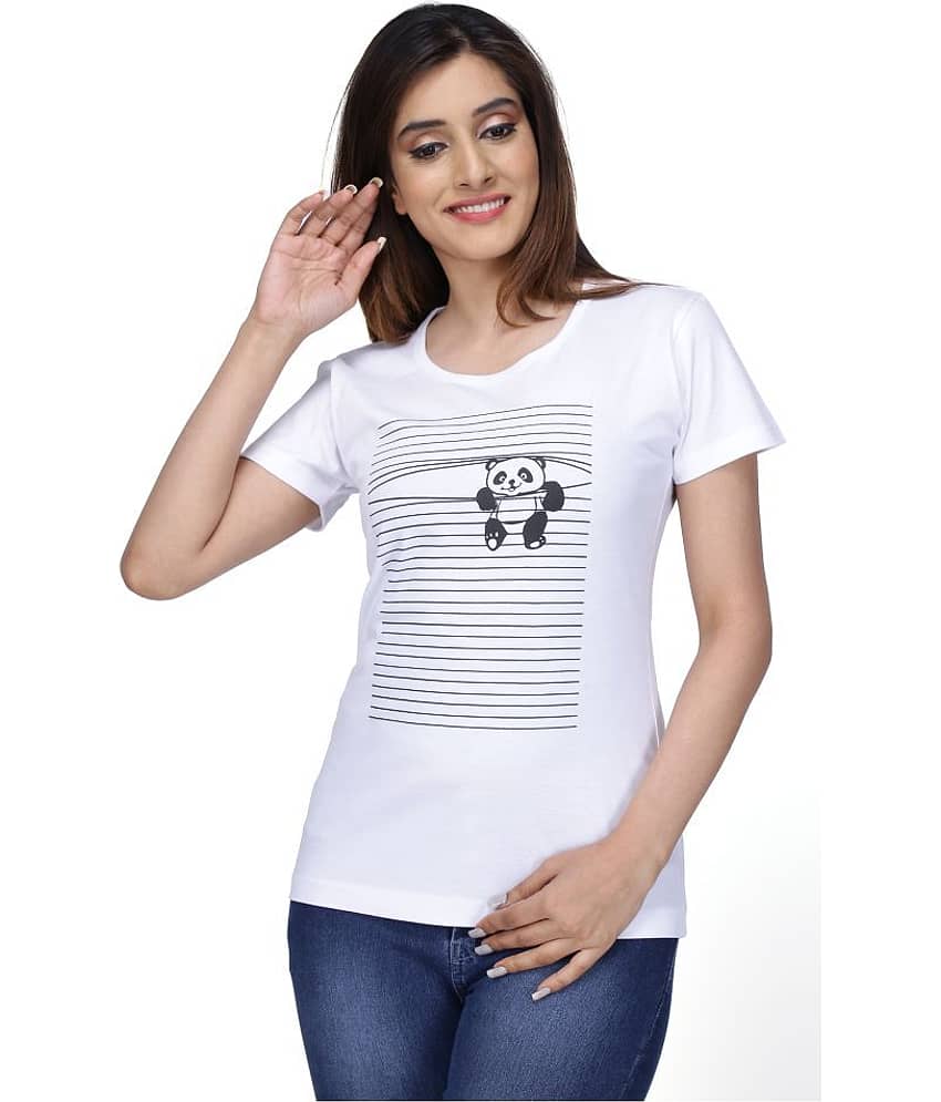 Neo Garments Women Cotton Printed Regular Fit Round Neck T-Shirt ( White )