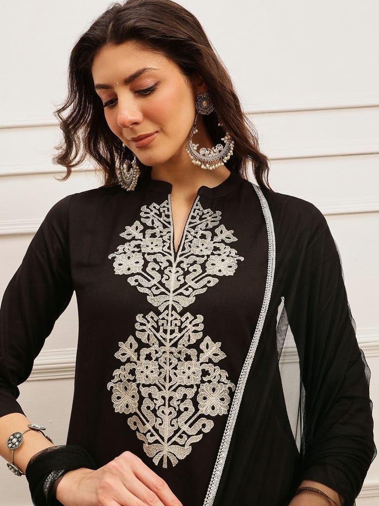 Lurex Emb Linen 3 Piece Kurta Set