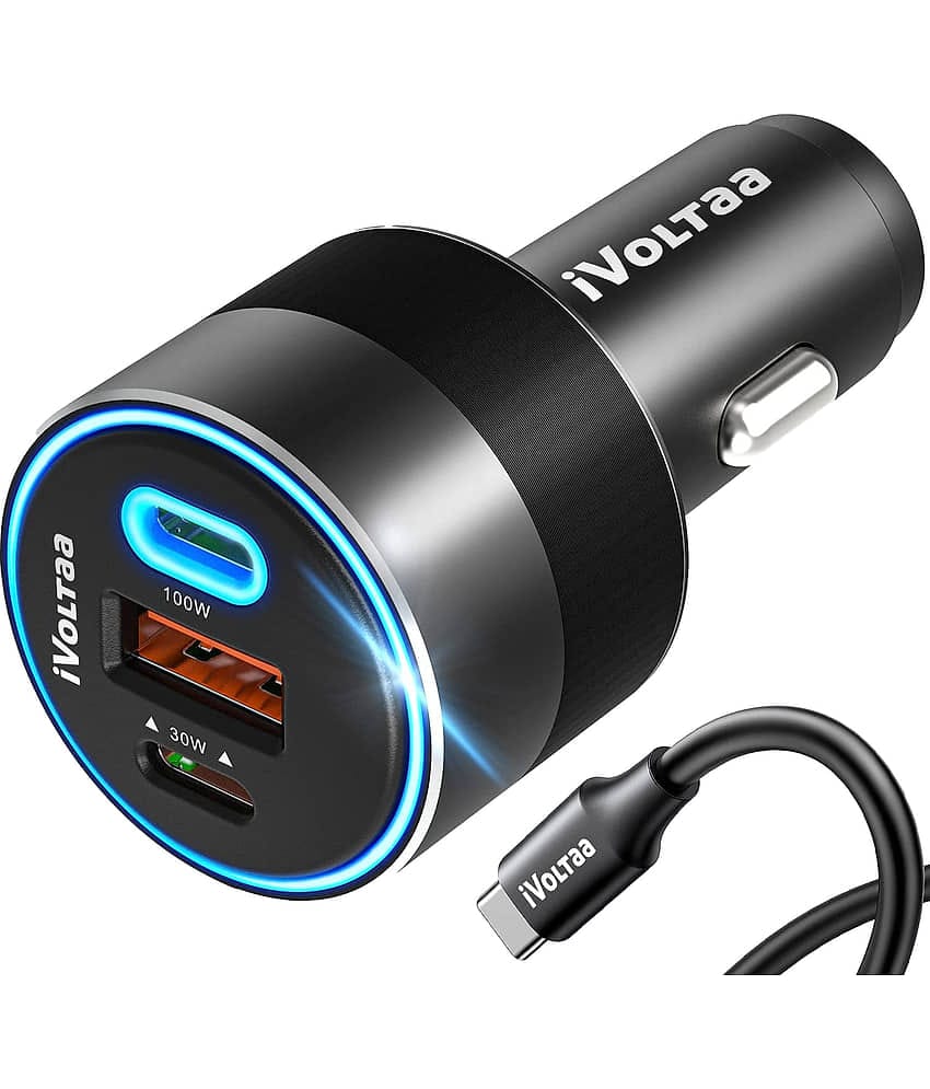 iVoltaa Car Mobile Charger 130 Watt PD 3-Port Black