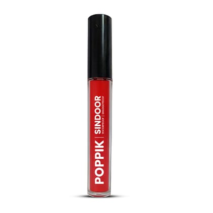 POPPIK Liquid Sindoor with Sponge-Tip Applicator, Water Resistant, Smudge Proof, Mercury-Lead Free, Red, 6 ml