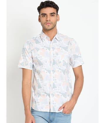 Club York Cotton Blend Regular Fit Printed Half Sleeves Men's Casual Shirt - Peach ( Pack of 1 )