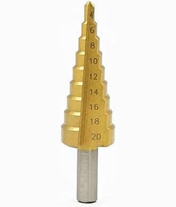 Rangwell 4 Micro-watts Manual 4mm-20mm 9 Steps Sizes HSS Hex Titanium Step Drill Bit Hole Cutter (Chuck Size: 9 Inches)