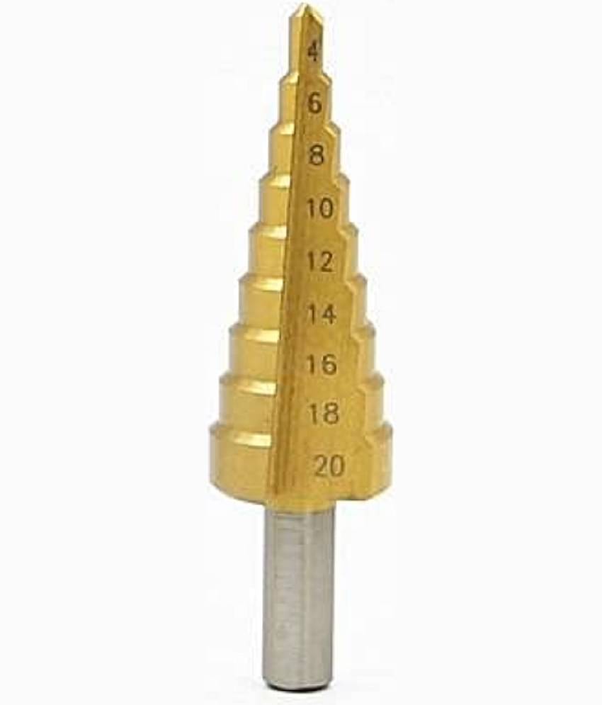Rangwell 4 Micro-watts Manual 4mm-20mm 9 Steps Sizes HSS Hex Titanium Step Drill Bit Hole Cutter (Chuck Size: 9 Inches)