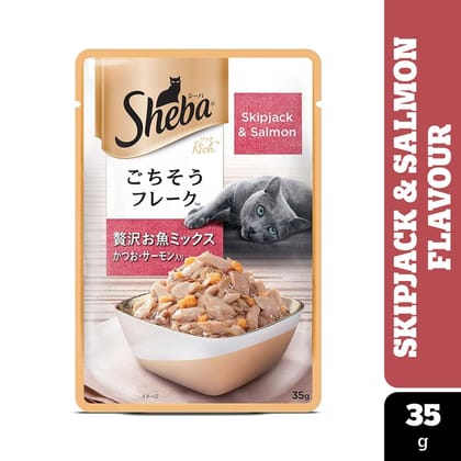 Sheba Rich Premium Skipjack & Salmon Adult (1 + Years) Wet Cat Food 35g Sheba Rich Premium Skipjack & Salmon Adult (1 + Years) Wet Cat Food 35g