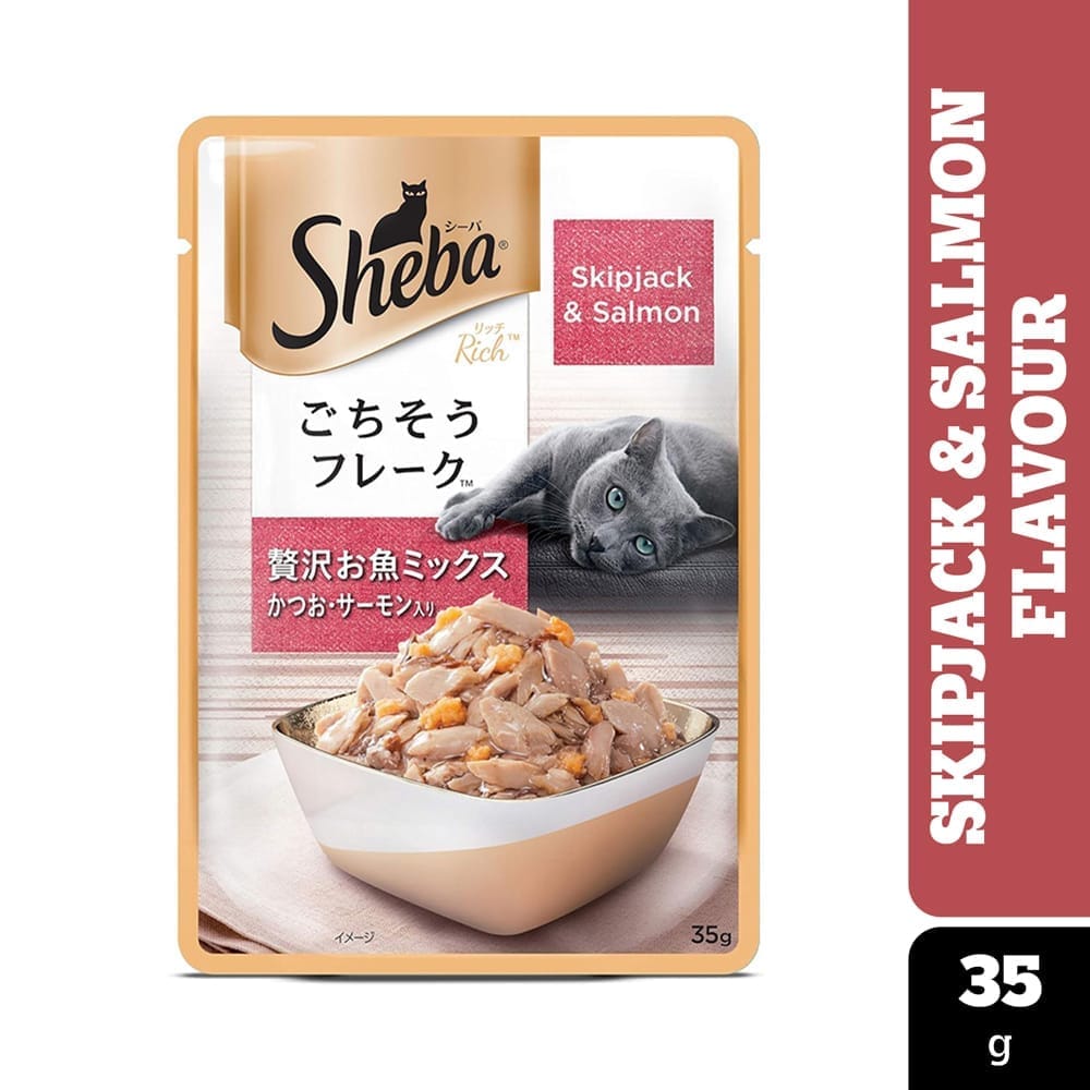 Sheba Rich Premium Skipjack & Salmon Adult (1 + Years) Wet Cat Food 35g